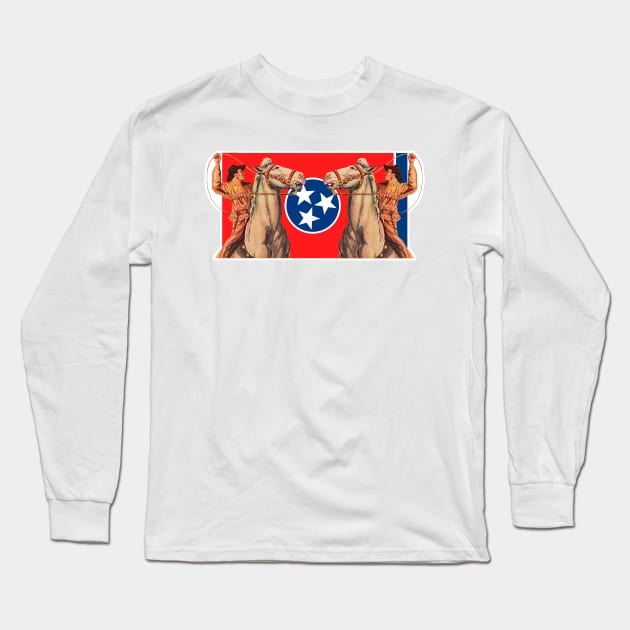 Tennessee flag of cowboys who lasso horses Long Sleeve T-Shirt by Marccelus